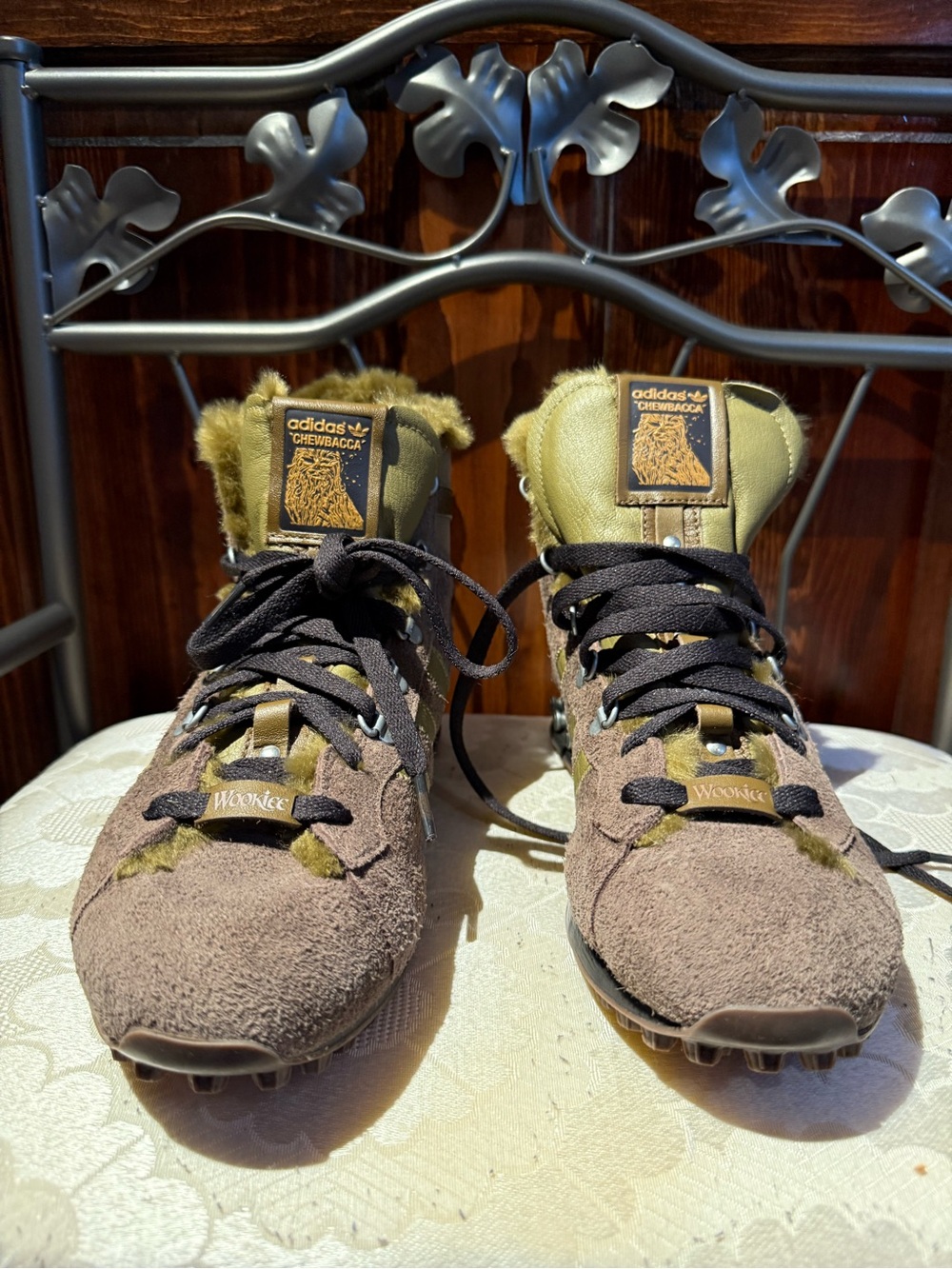 adidas Brown and Olive Green Chewbacca Suede  Sneakers